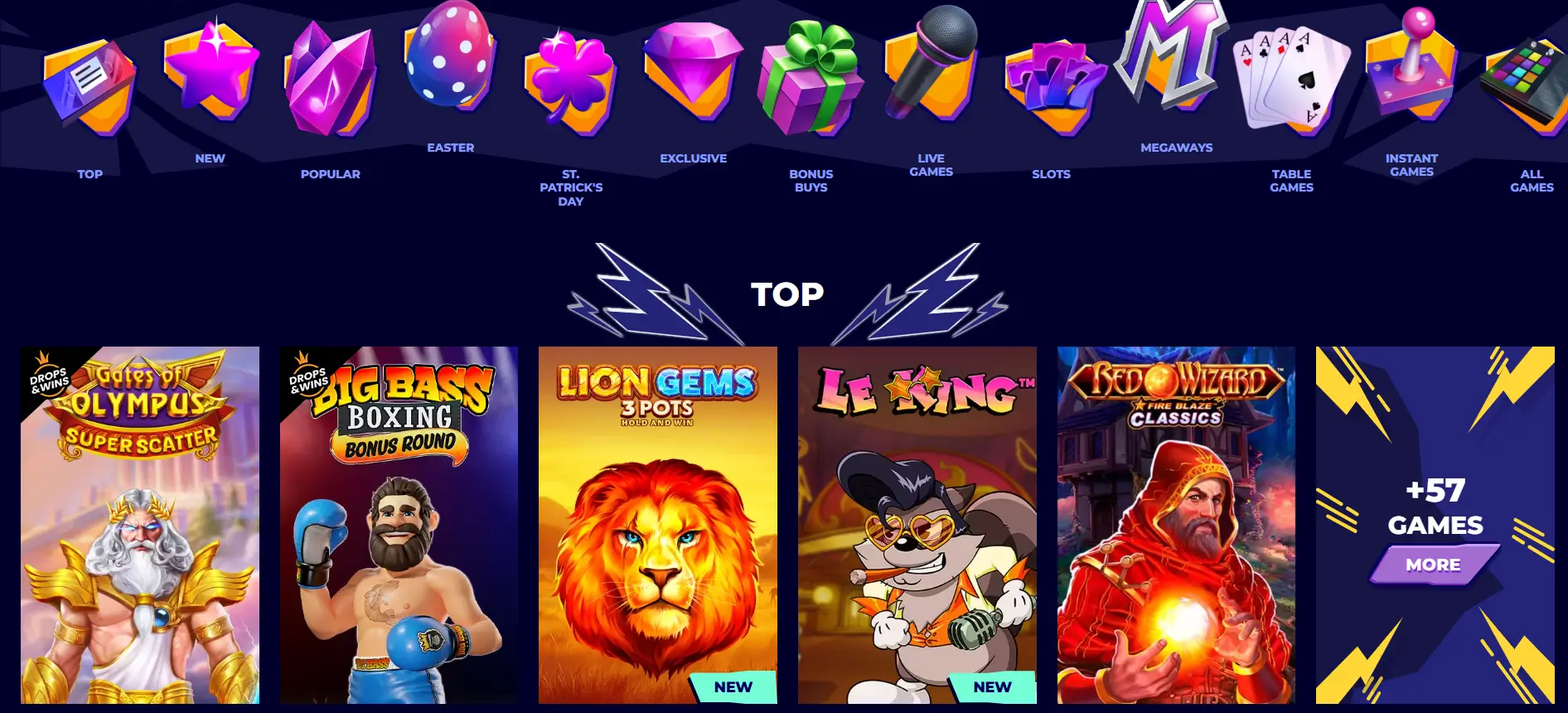 Lobby slot MrPacho Casino con i giochi di slot online più popolari e categorie di giochi